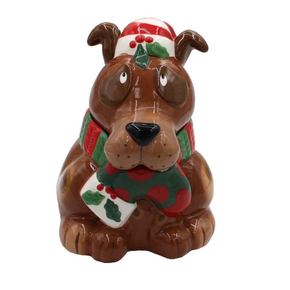 Cracker Barrel Holiday Dog Cookie Jar Full Of Mischief Ceramic Lori Siebert‎